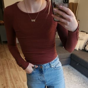F21 Ribbed Long Sleeve - Maroon